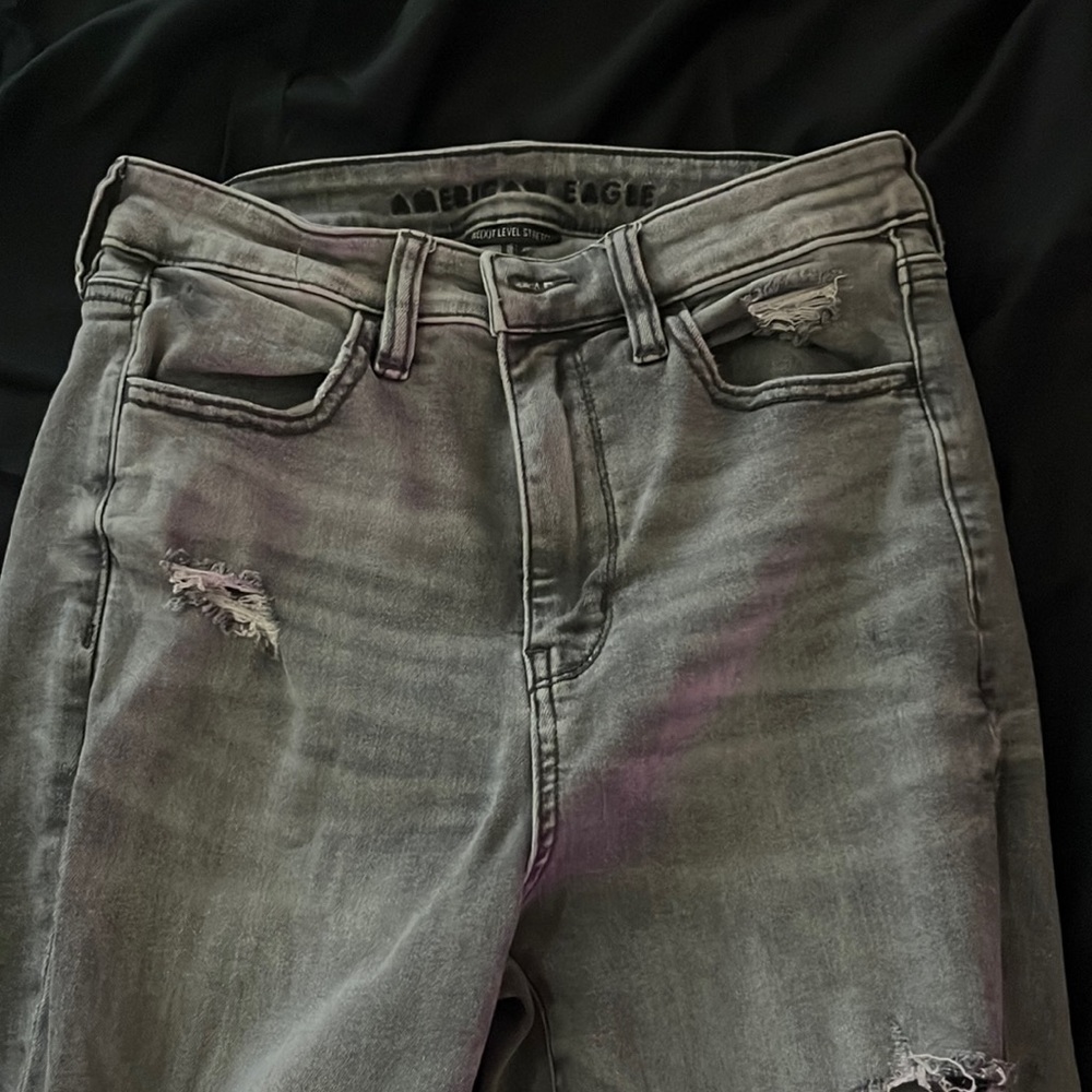 Grey Jeans, American Eagle, NE(X)T Level Stretch, Super High Rise Jegging